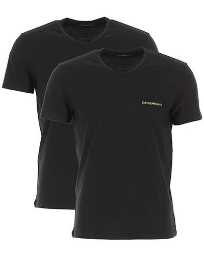 Emporio Armani 2-pack Slim Fit T-shirts V-hals - Zwart - Schwarz