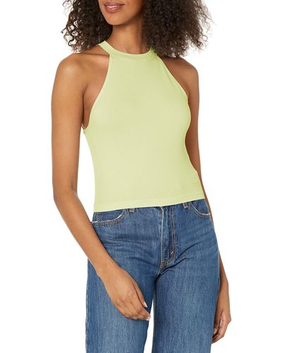 Guess Sleeveless Tori With Lace Seamless Top - Yellow