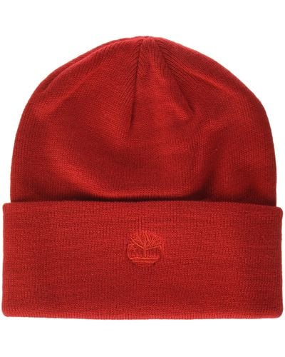 Timberland Cuffed Beanie with Embroidered Logo Winter-Hut - Rot