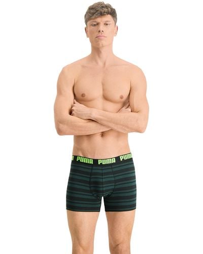 PUMA Hombre Heritage Stripe Boxer Shorts - Verde