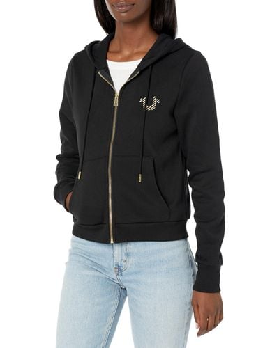 True Religion Classic Logo Zip Up Hoody Hooded Sweatshirt - Black