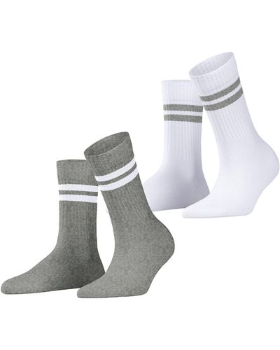 Esprit Tennis Stripe 2 Pack W So Cotton Plain 2 Pairs Socks - White