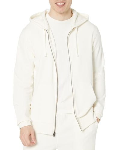 Amazon Essentials Leichtes langärmeliges Frottee-Sweatshirt mit Kapuze und Reißverschluss - Weiß