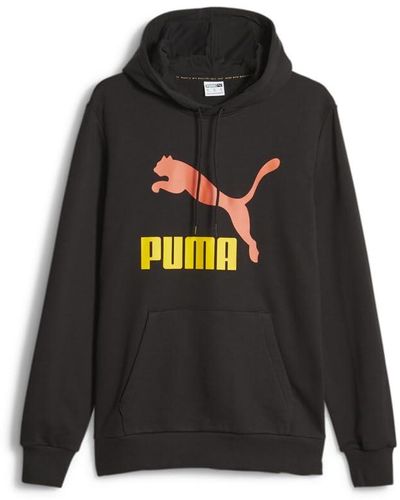PUMA Mens Classics Logo Hoodie Casual Outerwear Casual Hoodie Drawstring - Black, Black, Xl