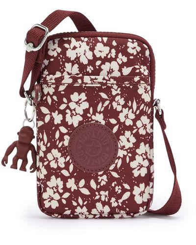 Kipling Tally Printed Crossbody Phone Bag Carmine Flower - Multicolour