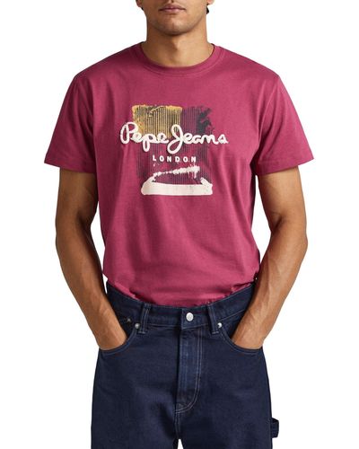 Pepe Jeans T- Shirt Melbourne - Rouge