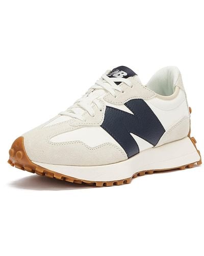 New Balance S Leather Trainers Runners Beige/navy 8 - Blue