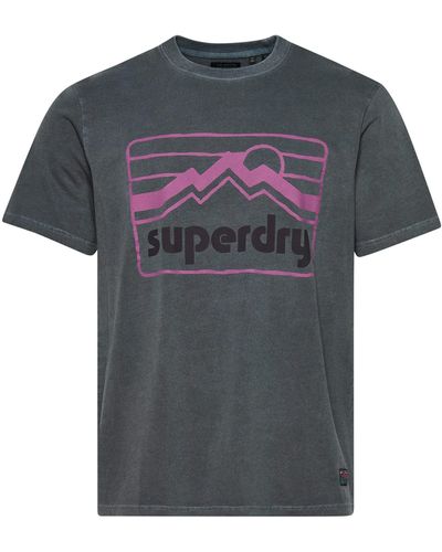Superdry Vintage 90s Terrain T-Shirt Montauk Marineblau L - Grau