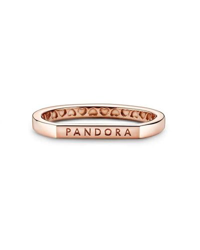 PANDORA Stacking-Ring mit Logo Sterling-Silber in roségold Größe 54 - Pink