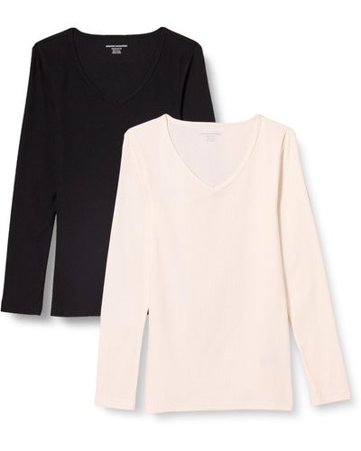 Amazon Essentials Slim-fit Layering Long Sleeve Knit Rib V-neck - Black