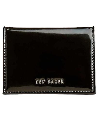 Ted Baker Eellsa Poppered Patent Leather Leather Oyster Card Holder In Black