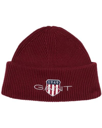 GANT Archive Shield Cotton Beanie Hat - Red