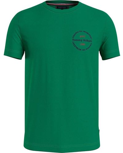 Tommy Hilfiger Hilfiger ROUNDLE Tee MW0MW34390 T-Shirts ches Courtes - Vert