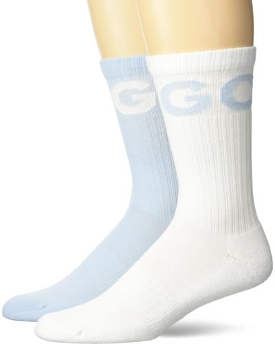 HUGO Two Pack Quarter Length Ribbed Socks With Bold Logo - White