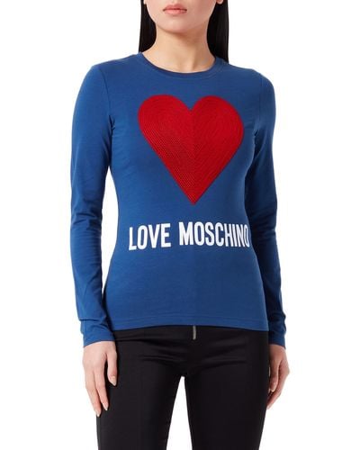 Love Moschino Vestibilità Aderente a iche Lunghe con Maxi Cuore - Blu