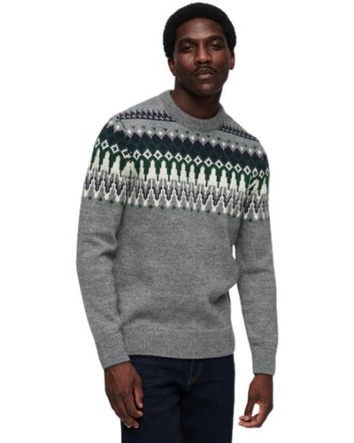 Superdry Fairisle Knit Crew Jumper T-shirt - Grey