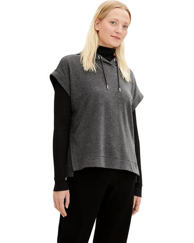 Tom Tailor 1034524 Sweatshirt mit weitem Rollkragen - Schwarz