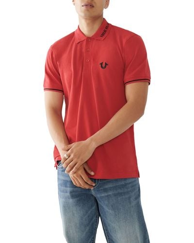 True Religion Poloshirt mit Markenlogo Polohemd - Rot