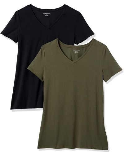 Amazon Essentials 2-Pack Short-Sleeve V-Neck Solid T-Shirt - Verde