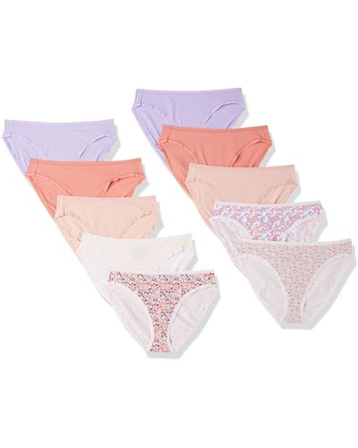 Amazon Essentials Braguitas Estilo Bikini de Talle Alto de Algodón Mujer - Multicolor