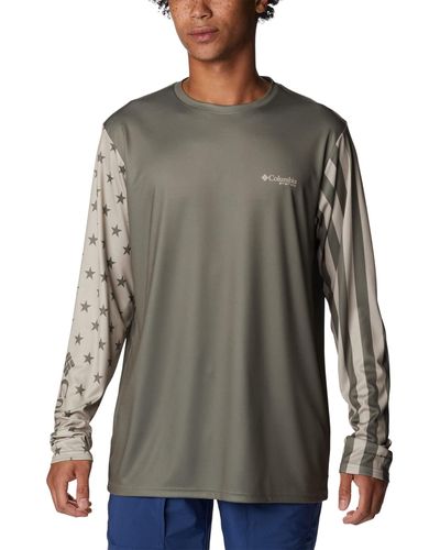 Columbia Terminal Tackle Pfg Americana Long Sleeve T-shirt - Gray