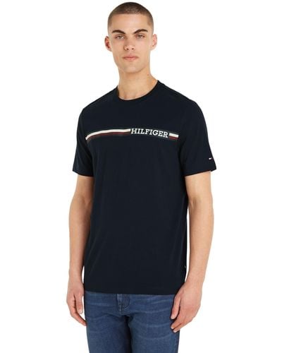 Tommy Hilfiger Monotype Borst Stripe Tee S/s T-shirts - Zwart
