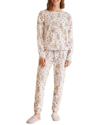 Women'secret Pijama 100% algodón Garfield Juego - Neutro