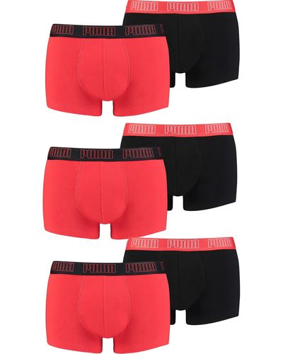 PUMA Lot de 6 boxers pour homme - Noir, Rouge/noir, M - Multicolore