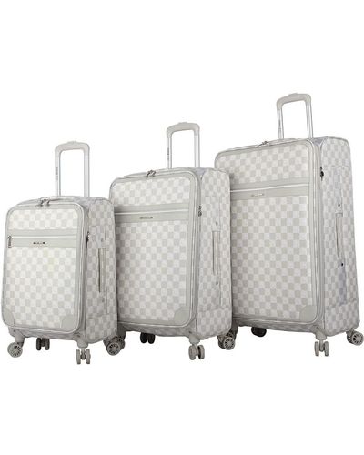 Steve Madden Designer Luggage Collection,3 Piece Softside Expandable Lightweight Spinner Suitcase Set - Grey