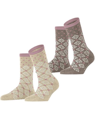 Esprit Socken Norwegian 2-Pack Biologische Baumwolle gemustert 2 Paar - Weiß