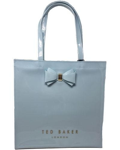 Ted Baker Alacon Plain Bow Icon Large Shopper Tote Bag In Light Blue