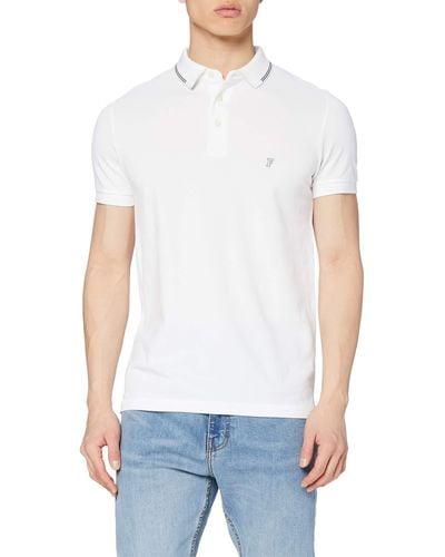 French Connection Summer Black Tipping Polo Shirt - White
