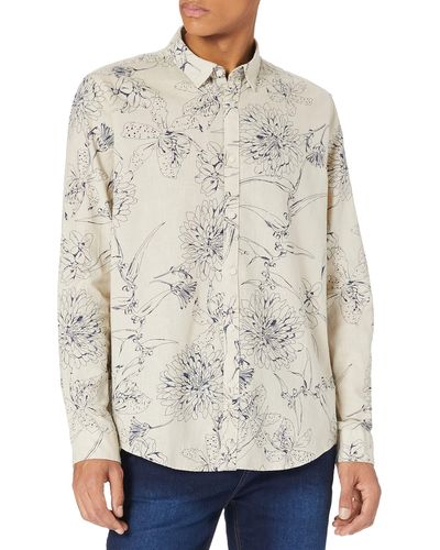 FIND Camisa de Lino de ga Larga Hombre - Blanco