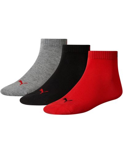 PUMA 12 Pair Trainer Quarter Socks S & Ladies - Red