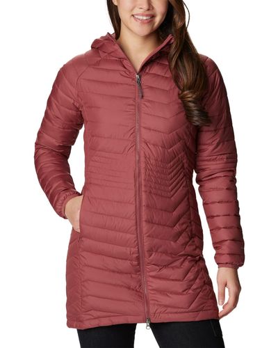 Columbia Powder Lite Beetroot Xl Quilted Coat - Red