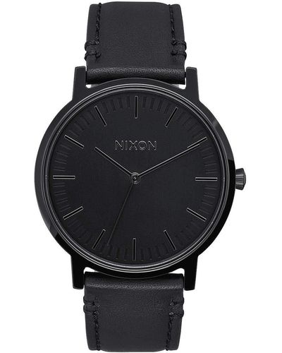 Nixon Analog Quartz Watch With Leather Strap A1058001-00 - Black