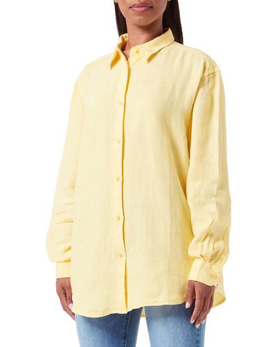 Superdry Studios Casual Linen Bf Shirt W4010329a Mimosa Orange 14 - Geel