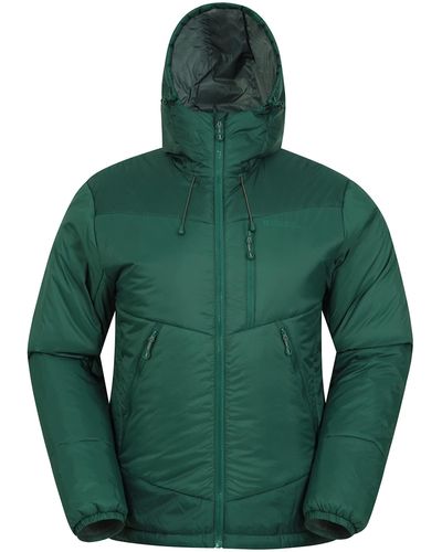 Mountain Warehouse Swarm Mens Padded Jacket - Water-resistant, Isotherm, Zipped Closure, Microfibre Insulation Coat - Best For - Green