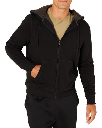 Amazon Essentials Sherpa Lined Full-Zip Hooded Fleece Sweatshirt novelty-hoodies - Negro