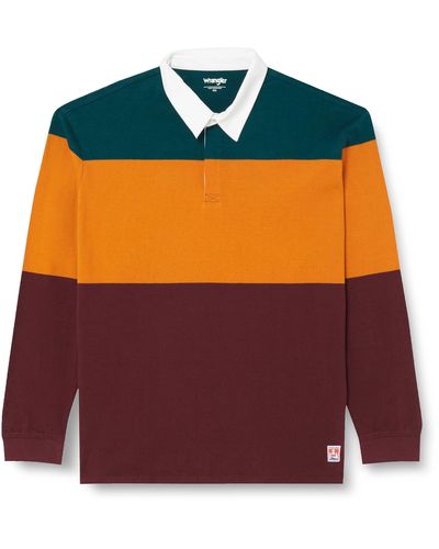 Wrangler Ls Rugby Polo Shirt - Orange