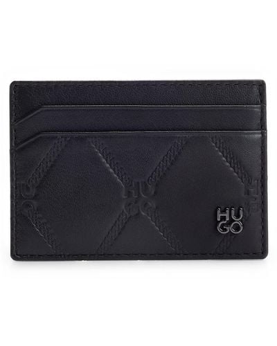 HUGO S Ethon M S Cardcase Stacked-logo Card Holder In Nappa Leather - Black