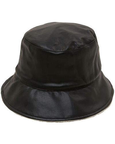 Esprit Omkeerbare Bucket Hat Van Imitatieleer - Zwart