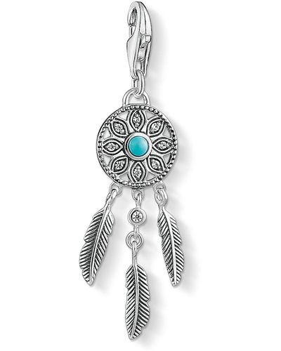 Thomas Sabo Charm-Anhänger Ethno Traumfänger Charm Club Zirkonia Weiß Türkis 925 Sterling Silber 1326-646-17 - Mettallic