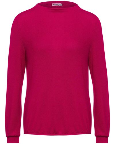 Street One Shirt in Unifarbe Raspberry pink Melange 44 Elastik Bund - Rot