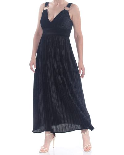 Guess S Velvet Pleated Midi Dress Black 2 - Bleu