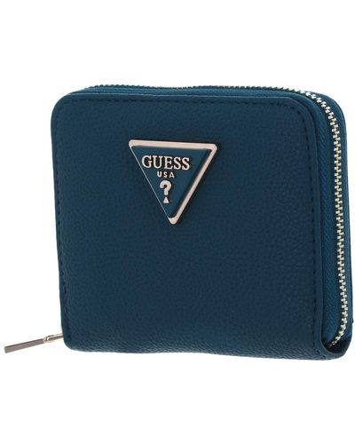 Guess Meridian Wallet Slg Mini Zip Around Bg877837 Teal - Blue