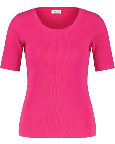 Gerry Weber T-Shirt mit Rippstruktur Kurzarm unifarben Ecarlate 36 - Pink