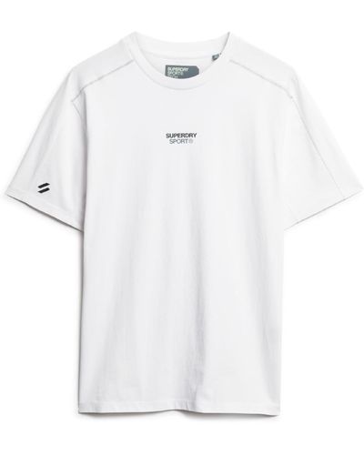 Superdry Locker geschnittenes Sport Tech T-Shirt mit Logo Brillant Weiß XL