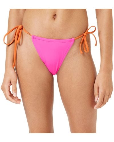 PUMA Side Tie Tanga String Bikini Bottoms - Roze
