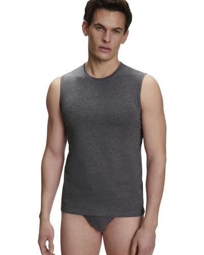 FALKE Unterwäsche Daily Comfort 2-Pack Muscle Shirt M S/L SH Baumwolle atmungsaktiv 2 Stück - Grau